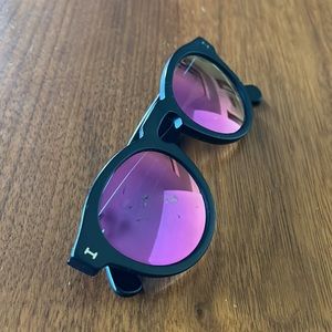 ILLESTEVA LEONARD MATTE BLACK MIRRORED SUNGLASSES